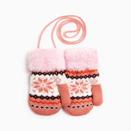 Baby mittens, peach color, size 13 (2-4 years)-1
