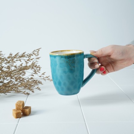 Porcelain mug Magistro "Cerera", 400 ml, blue color-10