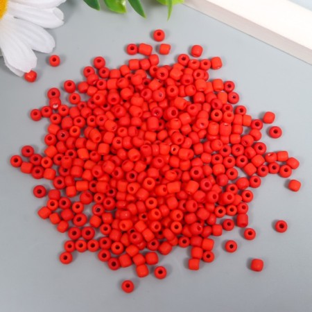 Glass beads 6/0 "matte. Red Chestan" 30 g