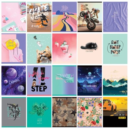 Notebook of 48 sheets in the Super Mix-20 line, cover coated cardboard, offset unit, mix