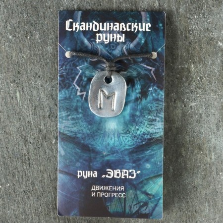 Amulet "Scandinavian runes", Runa Evaz, 21x29mm, metallic-4