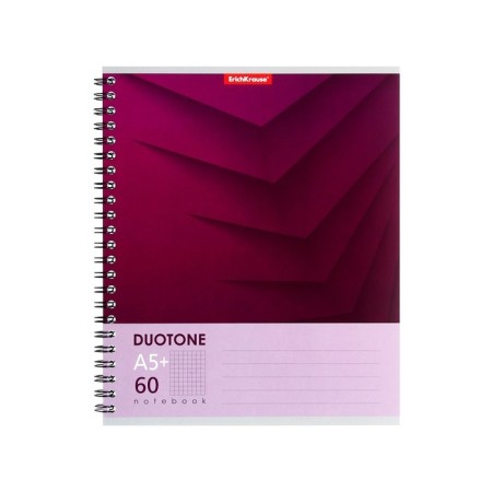 A notebook of 60 sheets in a cage on a spiral Erichkrause Duotone Next, cover coated cardboard, hard substrate, offset unit, white 100%, mix-1