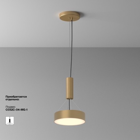Technical C032CL-24W3K-RD-MG, LED, 24 W, 220x220x60 mm, 1420 lm, 3000K, 2835, matte gold, matte gold-2