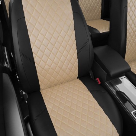 Autorekhly for Honda Civic 8 since 2006-2011, sedan, perforation, eco-leather, beige color, black-3