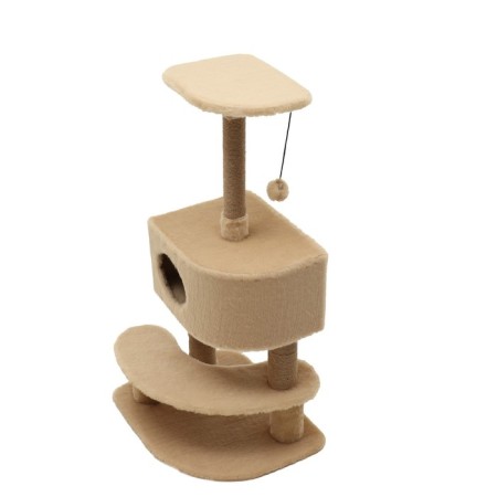 Complex for cats with a claw, corner, 3x-level, 58 x 48 x 117 cm, beige-2