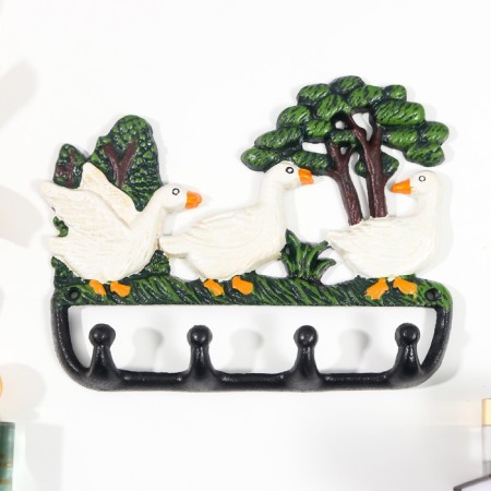 Hooks decorative cast iron "Three white goose" Color 20x3x24 cm