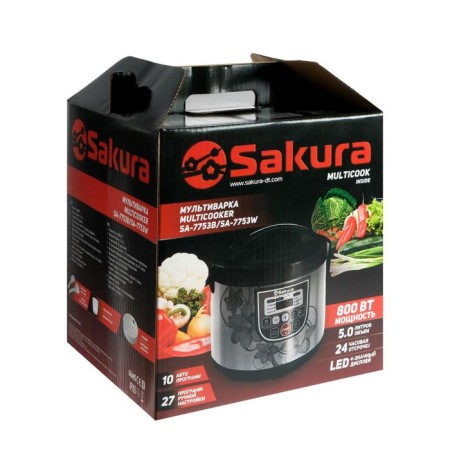 Sakura SA-7753W multicooker, 800 watts, 5 l, 37 programs, with anti-stick coating-6