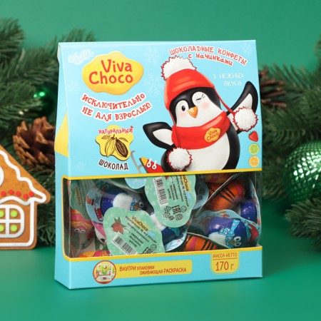 Chocolate sweets with cream filling "Vivachoco Winter" Assorted, 170 g