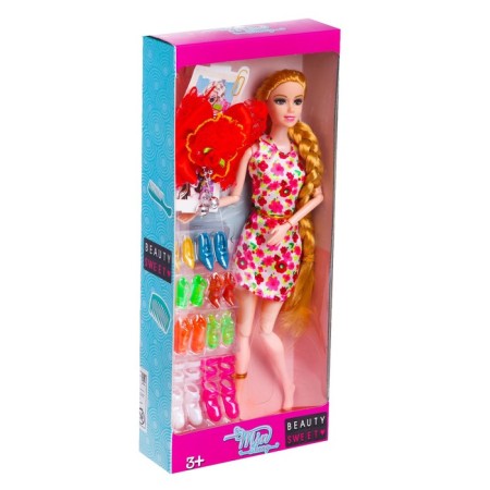 Sharnic model “Tina” doll in a dress, with accessories, mix-6