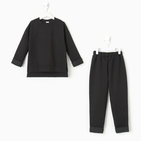 Kidsa (sweatshirt, trousers) minku color black, height 158 ​​cm-5
