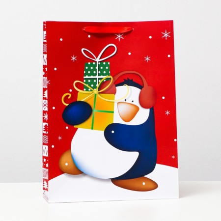Laminated packet "Penguin with gifts", 31 x 42 x 12 cm