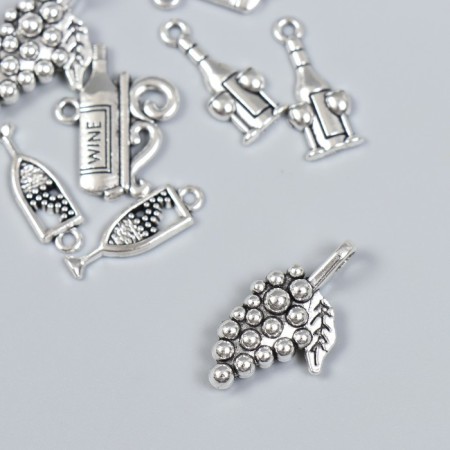 Decor for creativity Metal "Tasting of wine" silver set 4 pcs 2.6x1.4 cm-3