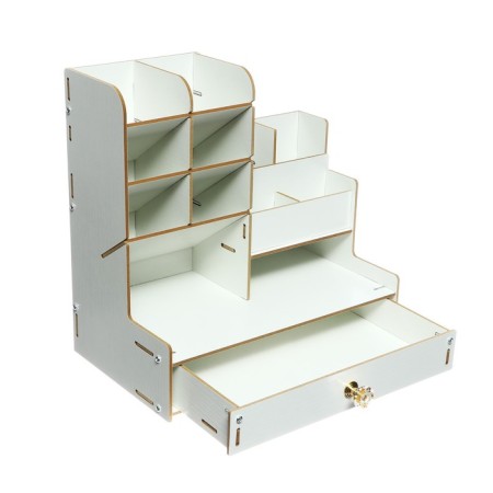Organizer-Claus desktop DEVENTE. Elrix 24.5 x 15 x 25.5 cm, MDF, white, cardboard box-3
