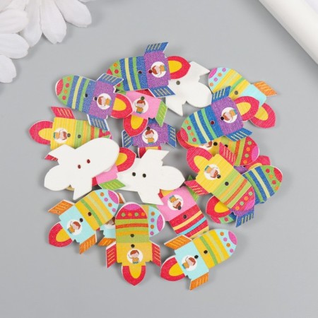 Buttons wood for creativity 2 punctures "rocket" set of 20 pcs 2.3x3.6 cm