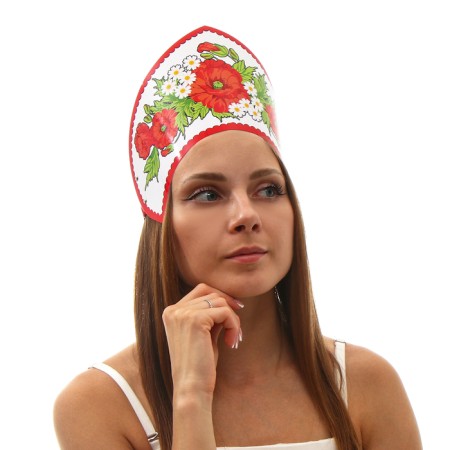 Kokoshnik "Poppies in chamomile", paper