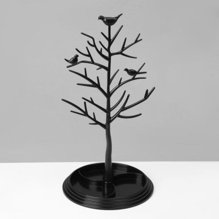 Stand for jewelry "Birds on a tree", 16 × 16 × 31.7 cm, black color-1