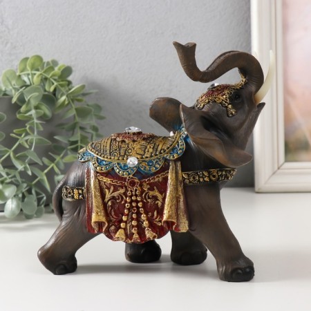 Polystone souvenir "Dark Elephant in Red Popone" MIX 16.5x8x17.5 cm-4