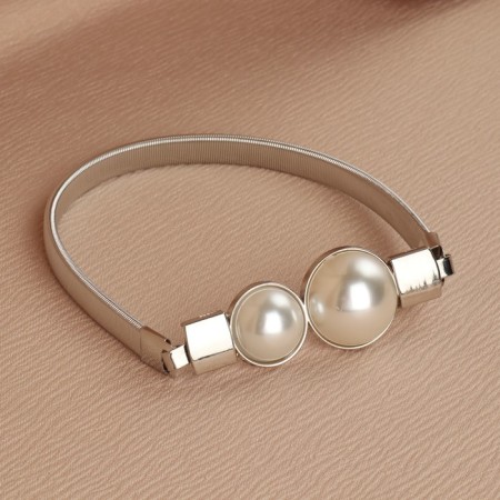 Picking for curtains "Pearl circles", 2 × 31.5 cm, silver color-1