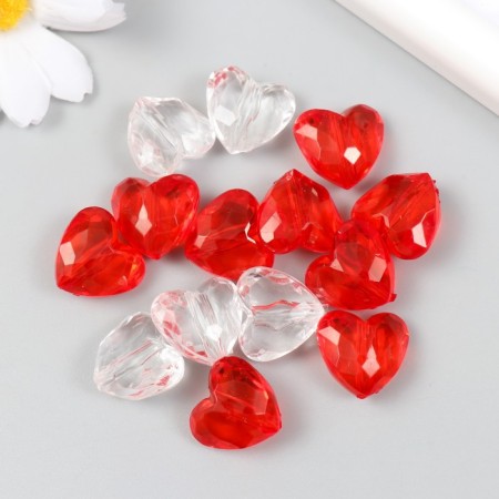 Beads for creativity plastic "Heart with faces" Transparent set 20 grams 0.9x1.6x1.8 cm
