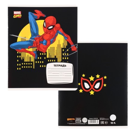 Notebook in a ruler of 12 sheets, 5 types of mix, cover coated cardboard, spider-man-4