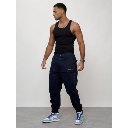 Cargo jeans men, size 44, dark blue color-9