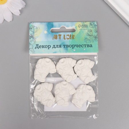 Decor for the creativity of the polystone "Kombinazonchik" White set 6 pcs 2.5x3 cm-3