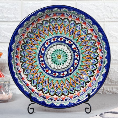 Largan Rishtan ceramics "Patterns", 33 cm, deep, blue-1