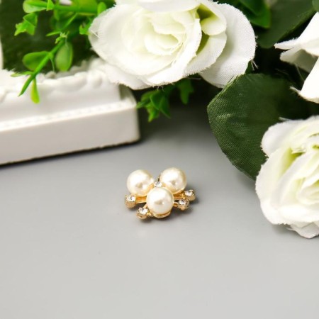 Decor for creativity plastic "Flower with pearls" set of 6 pcs 2x2 cm-1
