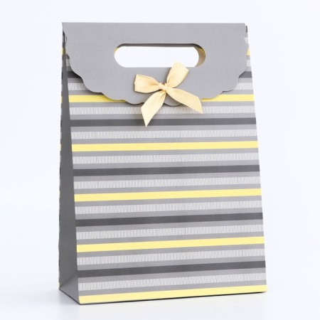 Gift box-package, packaging with a cut handle, "straight lines", 19 x 9 x 27 cm