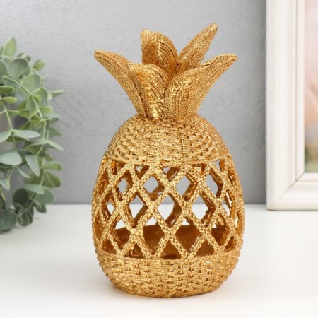 Polystone souvenir "Knitted pineapple" gold 10.5x10.5x18 cm-1