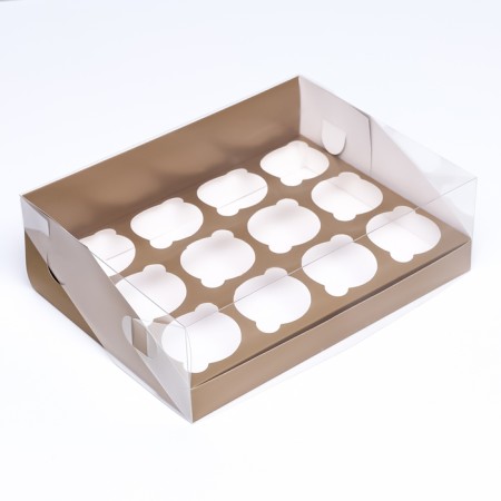 Confectionery folding box for 12 cupcakes 31x 23.5 x 10, gold-1