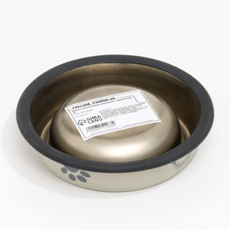 A bowl with a non -slip base with a print, 225 ml, beige-3