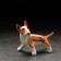 Porcelain figurine "Bulsterier in the rack", white-red, 7x5x6 cm