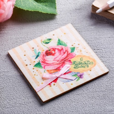 Wooden magnet "Happy Spring", 7 x 7 cm-1