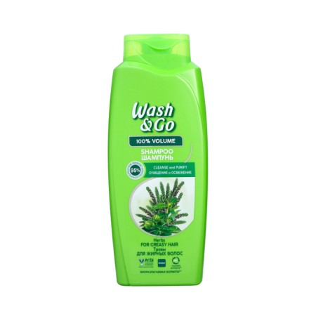Wash & Go shampoo with herbs for oily hair, 675 ml
