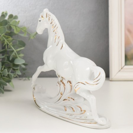 Souvenir ceramics "Arabic horse" White with gold 17.5x6x20.5 cm-1