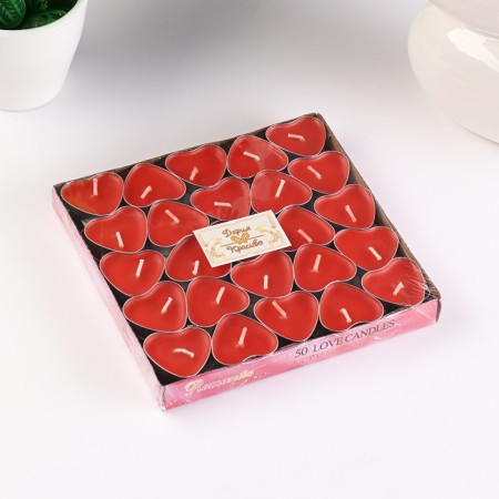 Tea candle "Heart" 6g, 50pcs, red-2