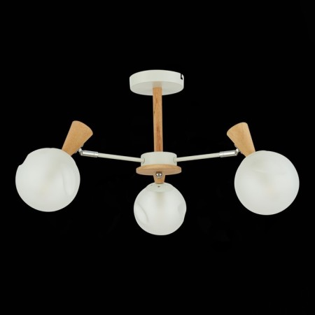 Ceiling EVOLUCE lamp. Sle220702-03. Catania. 3x40 watts, E14, 55x55x35 cm, white color, light wood-3