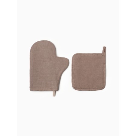 Set of kitchen. Ethel "Woody": mittens 20x28 cm, severity 19x19 cm, flax 100%, 190 g/m2-2