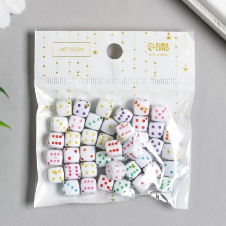 Beads for creativity Plastic "White Playing Cube" Color Points set 20g 0.8x0.8x0.8 cm 78118-4