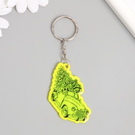 A keychain plastic reflective "pickup with a Christmas tree and gifts" 5x, 8 cm-2