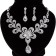 Set 2 objects: earrings, necklace "Slag Empress" flower, white color in silver, 45 cm