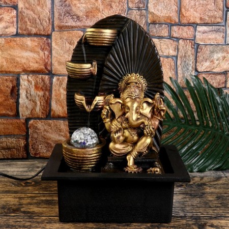 The desktop fountain from the network, the backlight "Golden Ganesh at the waterfall with bowls" 35x25x20 cm