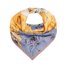 Textile scarf, yellow/blue color, size 70x70
