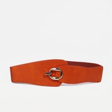 Women's belt, width 6-10 cm, elastic band, metal buckle, redhead red