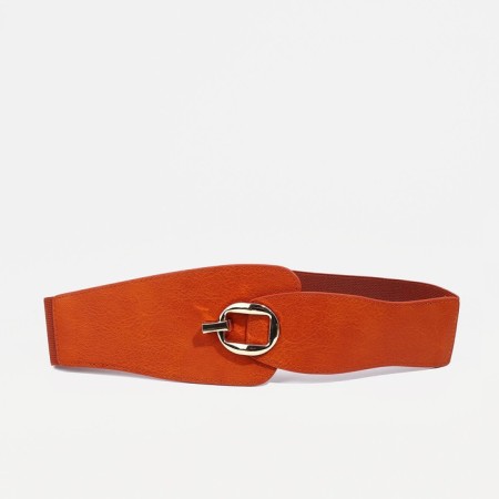 Women's belt, width 6-10 cm, elastic band, metal buckle, redhead red