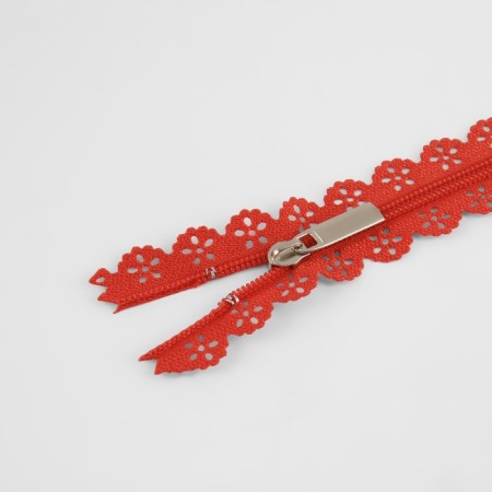 Lightning "Spiral", No. 3, insoluble, openwork, castle machine, 50 cm, red color-1