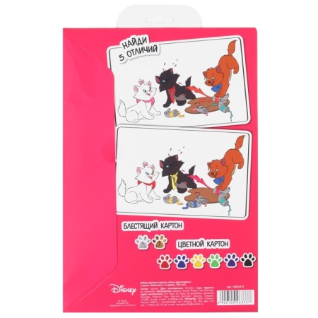 Cardboard color with sparkles, A4, 8 sheets, 8 colors, non -moped, bilateral, in the folder, 250 g/m², cats aristocrats-6