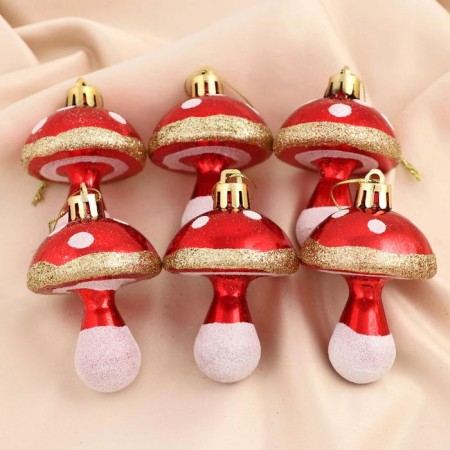 Christmas tree decoration "mushroom" (set 6 pcs) 4.5x6 cm