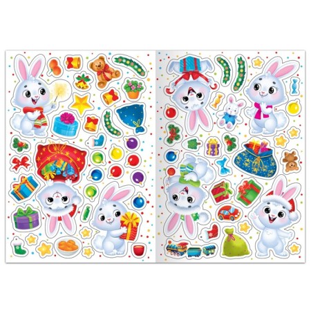 A book with reusable stickers “My Funny Stickers. New Year's chores. Bunny "-2